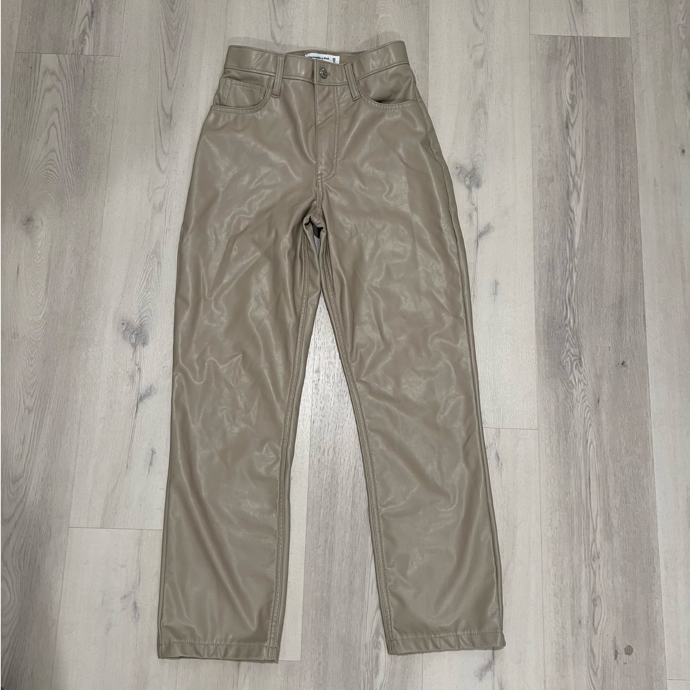Abercrombie & Fitch Vegan Leather Tan Pants